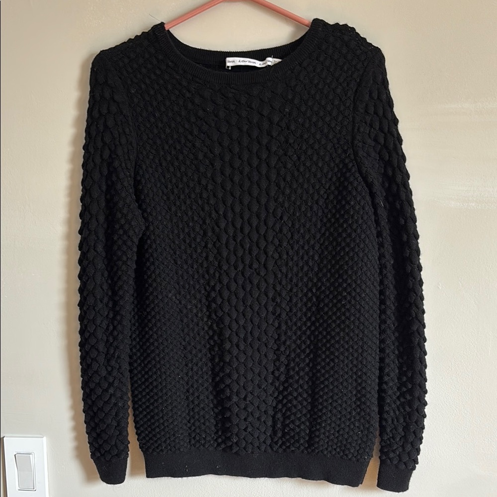 & Other Stories Black Textured Knit Sweater